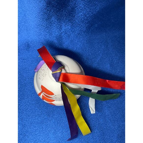 Bisque Ceramic Collectable Japanese Bell and Colorful Ribbon - Picture 6 of 7